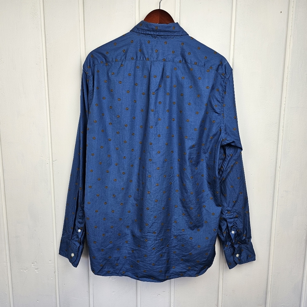 J. Crew Blue Slim Untucked Secret Wash Cotton Poplin Button Front Shirt Large - Picture 2 of 11